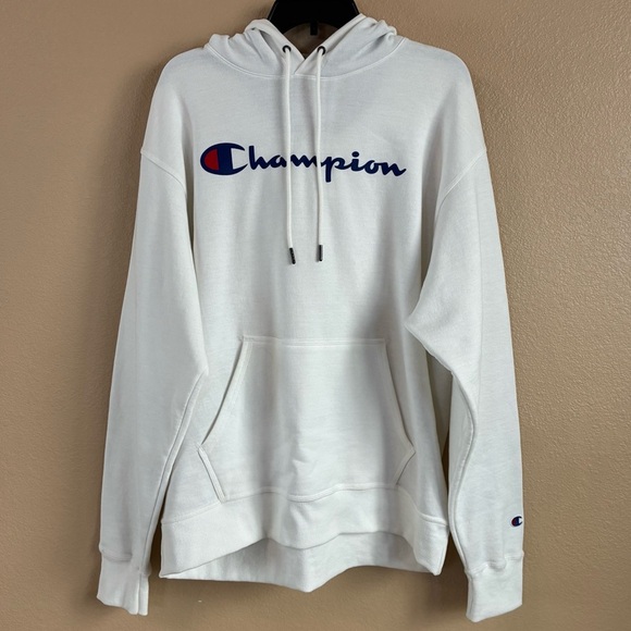 Champion Mens Size Large White Hoodie Sweatshirt - Picture 1 of 8